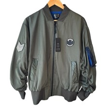 Mens Bomber Jacket Flight Coat Military Style. Olive Green. Size XL