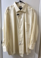 PRONTO UOMO Slim Fit Non-Iron Dress Shirt Pale Yellow 19 34/35 NWT