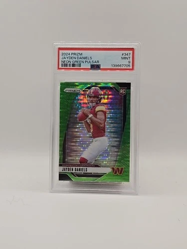 Jayden Daniels Rookie Neon Green Pulsar 2024 Panini Prizm #347 PSA 9 Commanders