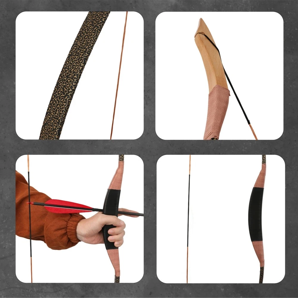 Archery Traditional Bow 57" 100lbs Triangle Longbow Horsebow Hunting Shooting