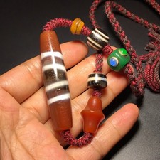Handmade Old Agate Tibetan Dzi Beads Amulet Talisman Necklace Pendant 57 13mm