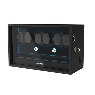 6 Watch Winder for Automatic Watches Box with 6 Extra Storage Box Blue LED Light
