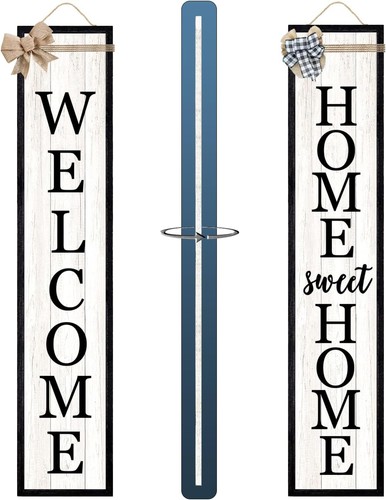 Surfapans Outdoor Welcome Sign for Front Porch Standing Large Black-Wood - Picture 7 of 7