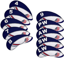 Golf Iron Head Covers 10Pcs Neoprene USA Flag Golf Club Protector Multi Color Go