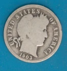 1903-S Barber Silver Dime VG Key Date Rare Low Mintage Collectible Coin