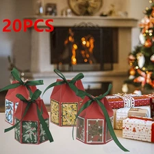 20Pcs Paper Christmas Candy Boxes New Gift Box For Holiday Party Favor Supplies
