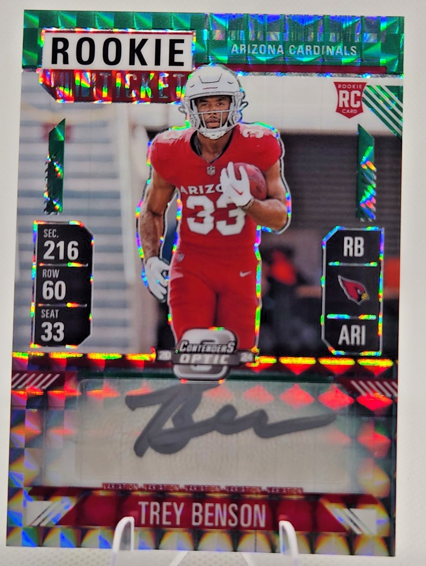 Trey Benson Panini Zenith Contenders Optic Rookie Ticket Variation Rps Preview Autographs #PVTBE Green