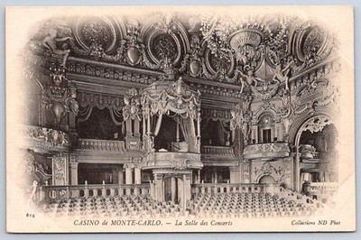 Antique Monaco Postcard MONTE CARLO Casino Salle des Concerts 1905