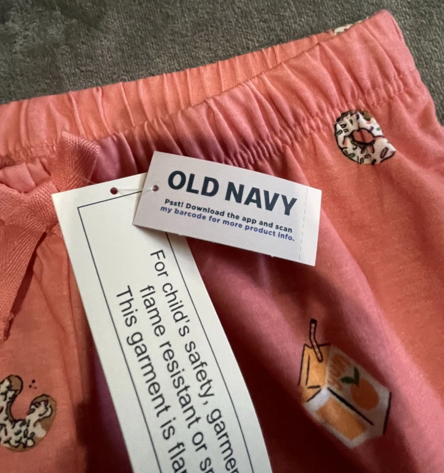 Pantalones de pijama Old Navy para niñas naranja con diseño de desayuno talla grande 10-12 Foto 3 de 4
