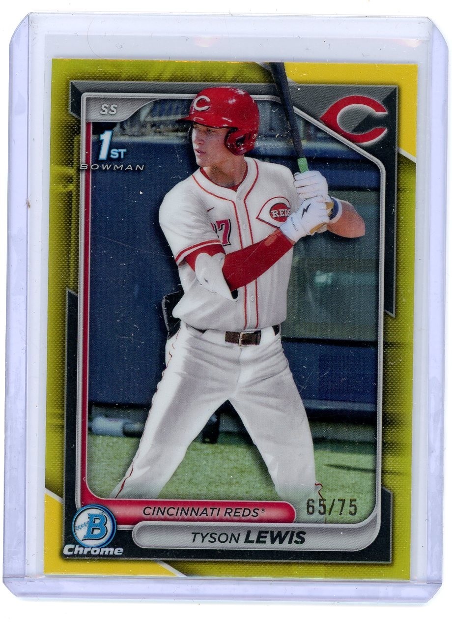 2024 Bowman Chrome Draft Tyson Lewis 1st Yellow Refractor #65/75 (MS)