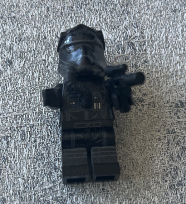 Lego Star Wars Black Dark Stormtrooper Minifigure with Black Helmet & weapon