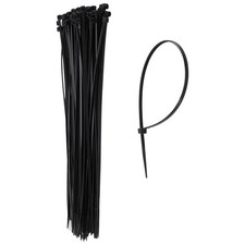 100 x Thin Black Cable Tidy Ties Zip Ties Cord Strap Wrap 200mm x 3mm A1B68838