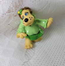 Vintage 1986 Tonka Pound Puppies Bright Eyes PVC Figure Toy Green Dress Flower