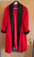 Übergangsmantel, Wollmantel mit Fellkragen, Vintage, gebraucht, Größe 40, Rot