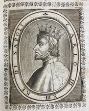 STORIA ANTICA NAPOLETANA-SUGGESTIVO RITRATTO-RE CARLO TERZO-INCISIONE DEL '700