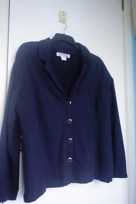 Cotton Blazer, smart, and change from a cardigan. Navy blue, size 18, vgc - Image 1 of 3