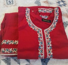 Embroidered Red Coord Set for Women Ethnic Wear Small Size 34 Bust