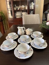 MEISSEN "Scattered Flowers" gold rim tea /coffee service, 15pcs,1st Quality-MINT