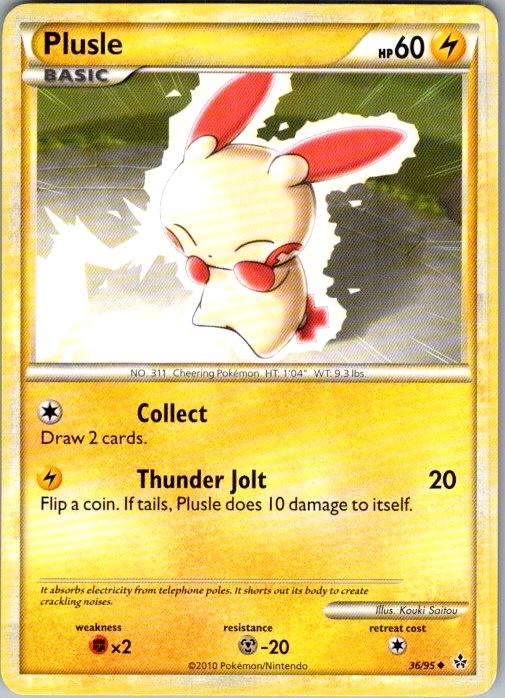 Plusle 36/95 Uncommon HGSS Unleashed Pokemon Moderately Played