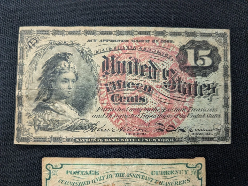 3 SCARCER CIVIL WAR ERA FRACTIONAL NOTES --5 CENT-10 CENT-15 CENT    #11 - Image 3 of 4