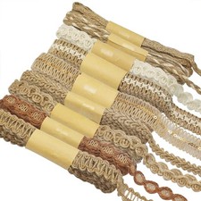 9 Rolls of Natural Burlap Lace Craft Ribbons for DIY Sewing Craft Gifts