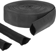 33 FT Nylon Hydraulic Hose Protector Sleeve Black Protective Cover 