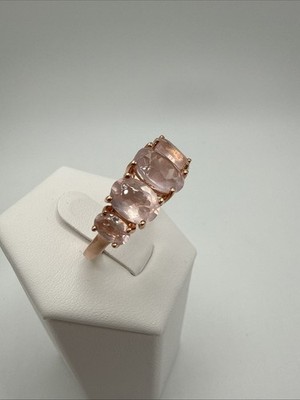 DK Natural 5 Stone Rose Quartz Rose Gold Sterling Silver Size 10 Ring New In Box