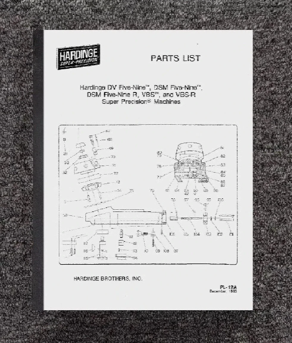 DV DSM VBS-R FIVE-NINE Turret Lathe Service Parts Manual Fits