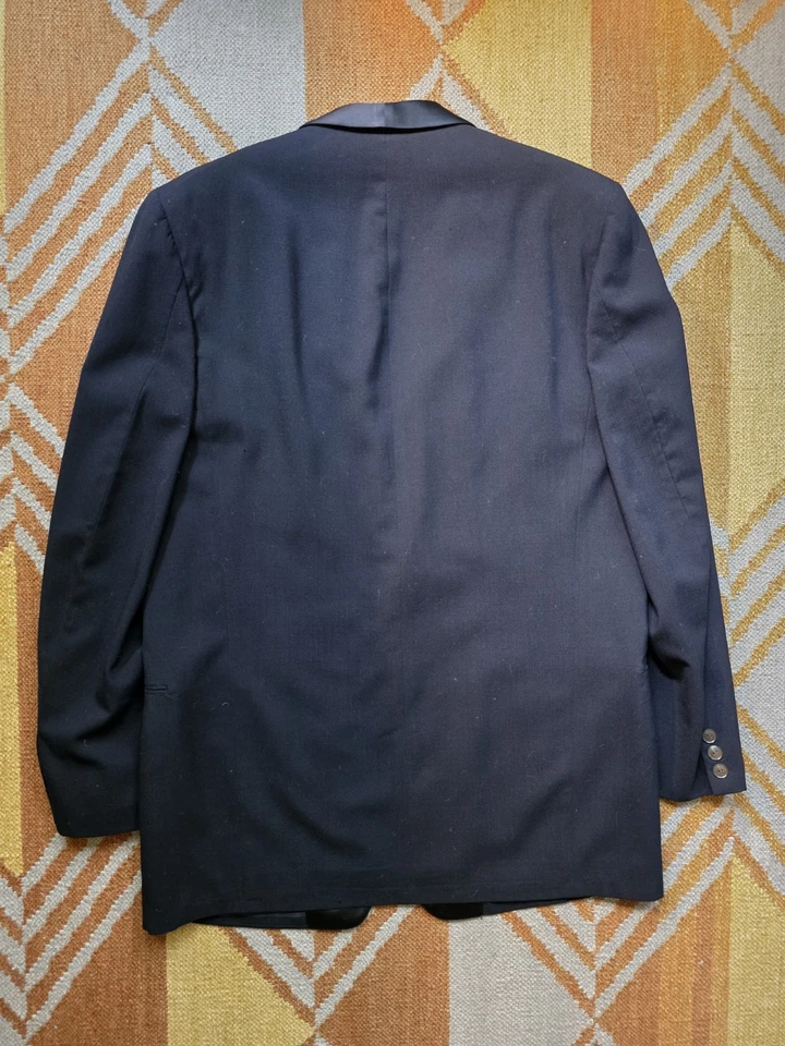 Vintage Union-Made After Six Midnight Blue Tuxedo Shawl Dinner Jacket ~44S - Image 2 of 4