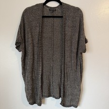 Eileen Fisher Variegated Links Metallic Sparkle Knit Open Front Cardigan SM