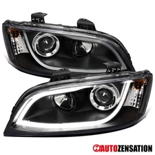 Fit 2008-2009 Pontiac G8 Black LED Tube Projector Headlights Lamps Left+Right
