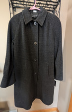 Jones New York-Women’s-Wool Coat-SIZE 8-Black-4‑Button-Mid‑Calf-Made in USA-NWT
