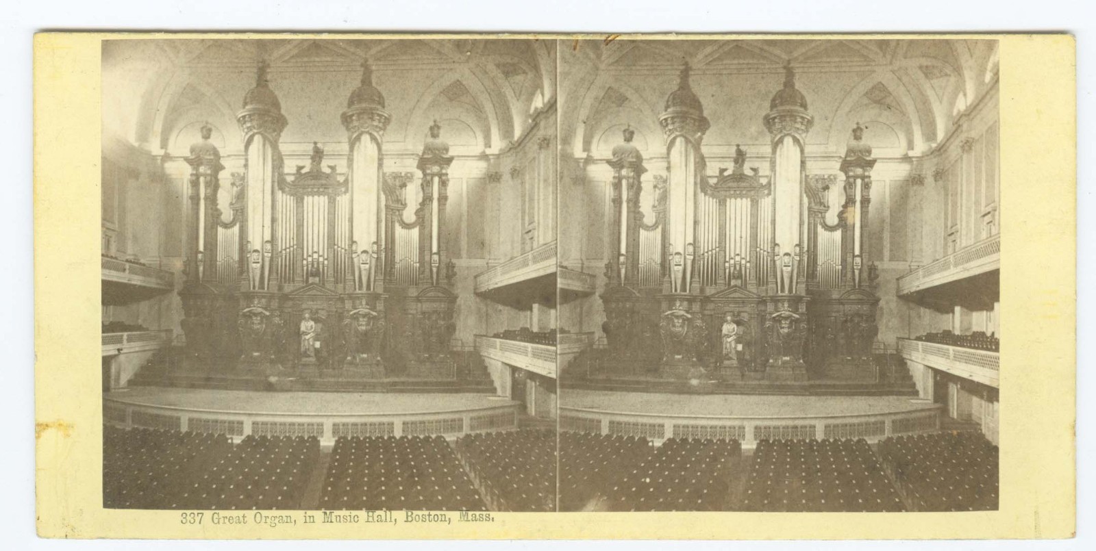 G2917~ BOSTON – Organ & Music Hall 1860 Stereoview Albert/Charles Bierstadt