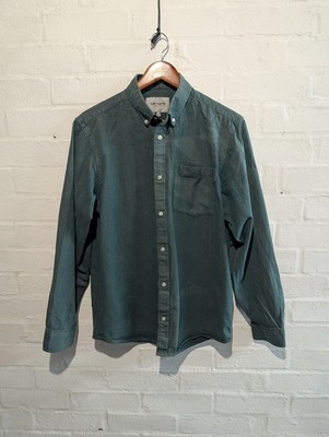 Carhartt LS Dalton Shirt Mens Medium Green Cotton Work In Progress Button Down