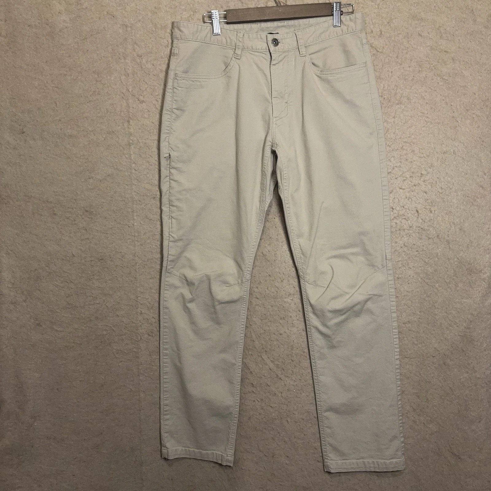 North Face Canvas Pants Mens 32x31 Pale Beige Cotton Side Zip Pocket Hiking