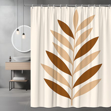 Boho Leaf Design Shower Curtain - Modern Farmhouse Decor