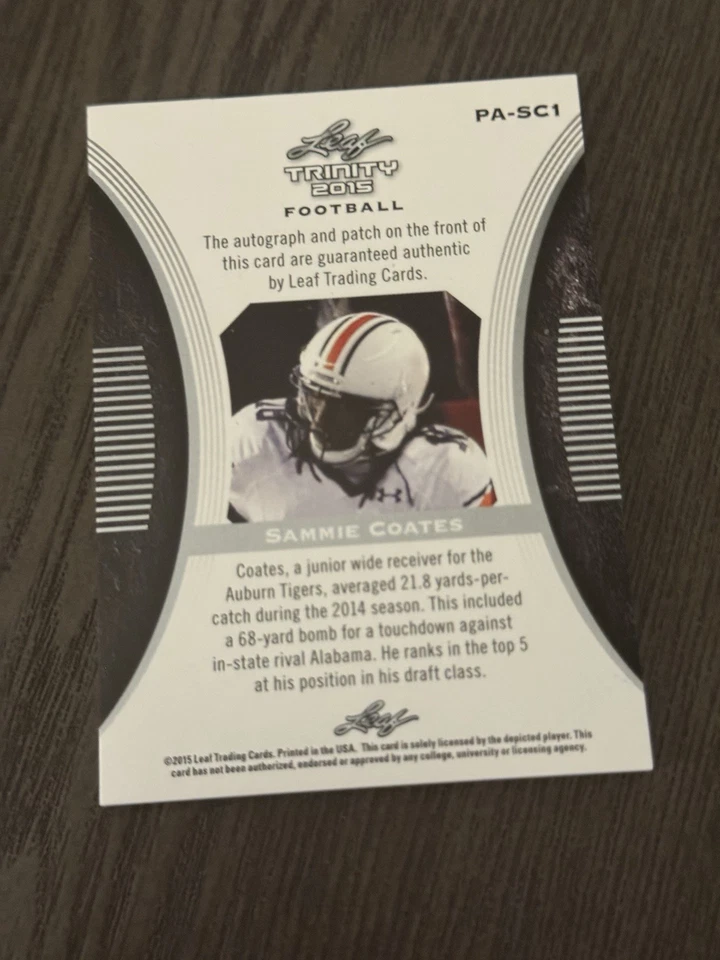 Leaf Trinity Signatures 2015 azul/25 Sammie Coates RPA parche de novato automático radiocontrol Foto 2 de 4