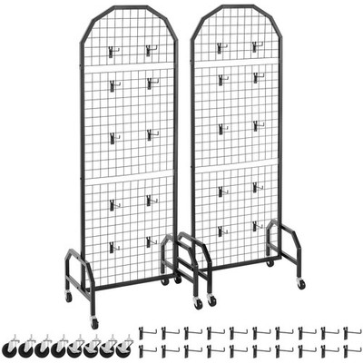 Uimoso 2-Pack Grid Wall Panels 1.9 x 5.4ft Wire Display Rack with Wheels & Hooks
