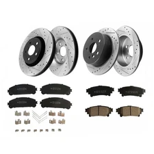 Front Rear Drilled Rotors Brake Pads for Toyota Sienna Highlander RX350 RX450h