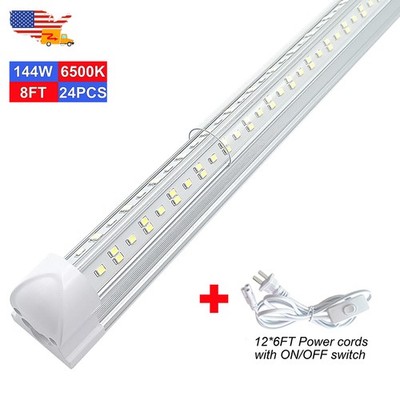 24 Pack 8 Ft Led Shop Lights Garage Ceiling Light Fixture 144W T8 Integrate Bulb
