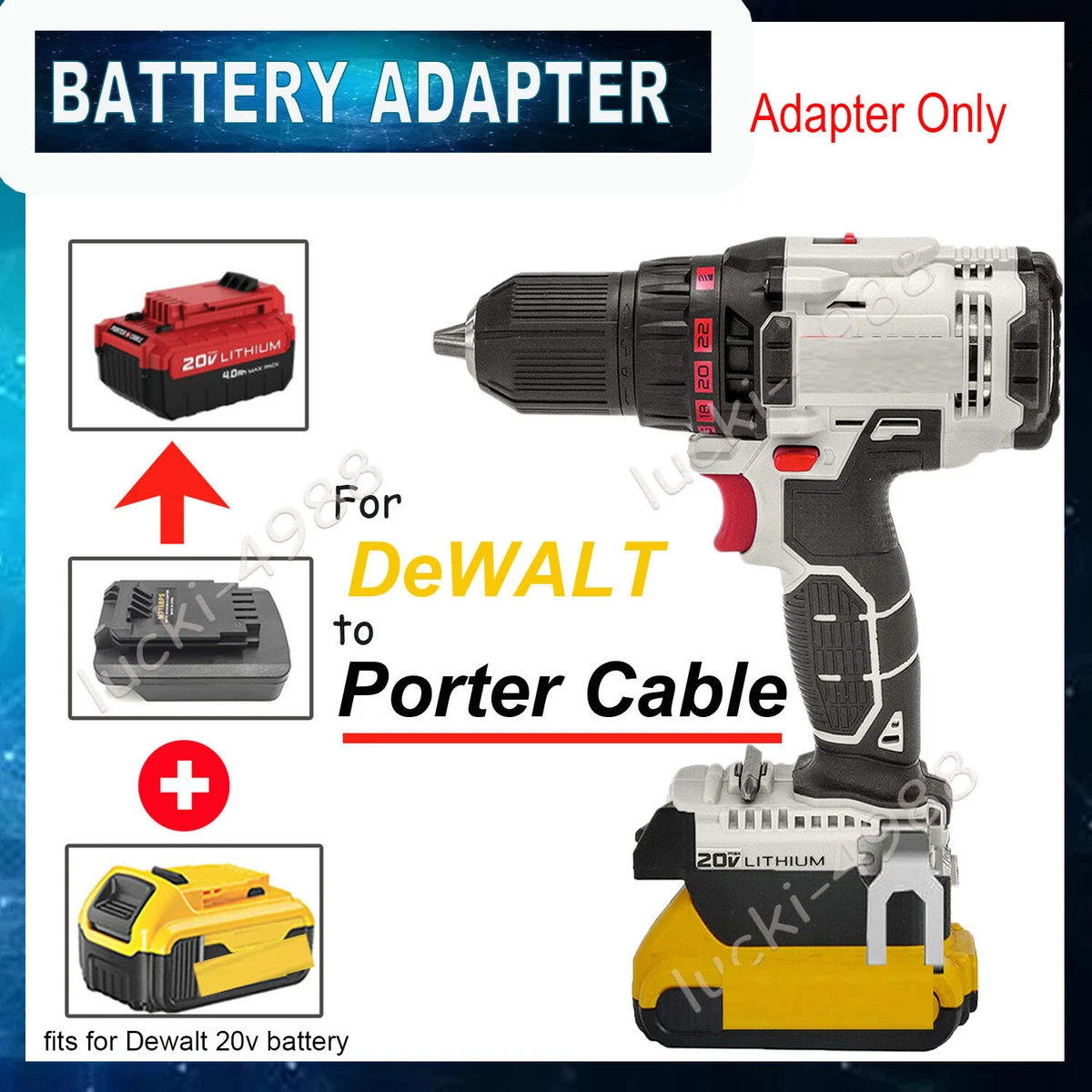 Battery Adapter For Dewalt 20V MAX Convert to for Porter Cable 20V