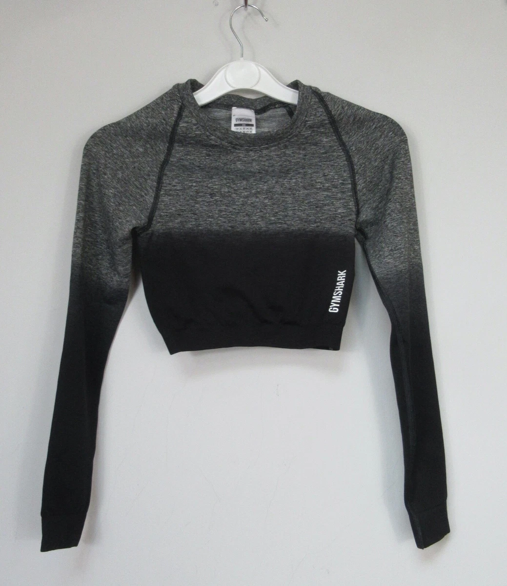 Gymshark Adapt Ombre seamless Long Sleeve Crop top size XS Black