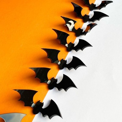 12pcs 3D Bats Halloween Cake Decoration Scary Props DIY Party Acrylic Decor