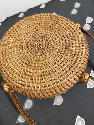 Sac à Bandoulière Pour Femmes Rond Circulaire En Rotin Osier Paille Tress Panier De Plage