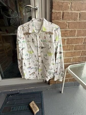 $195 PS Paul Smith Tailored Fit All Over Print Button Up Shirt Men Size Small