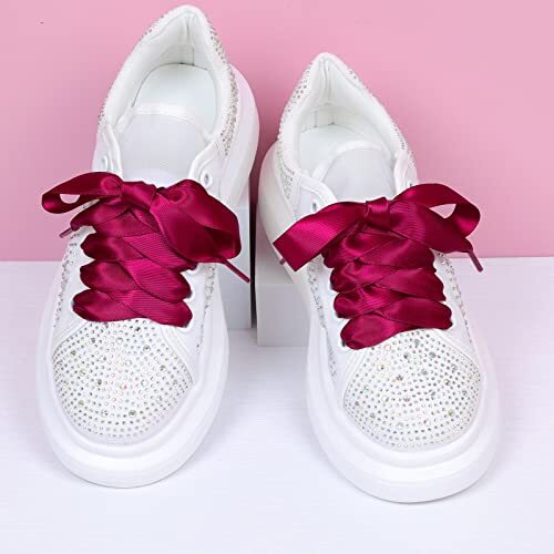 3/4" Wide Satin Ribbon Shoelaces Flat Colorful 63inch (160cm) Ribbon Wine Red - Picture 3 of 7