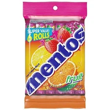 Mentos Chewy Mint Candy Roll, Fruit Pack of 6