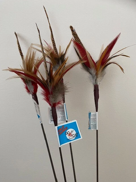 CAT TEASER WILD THING FEATHER WAND GO CAT TOYS 18" 4 COUNT