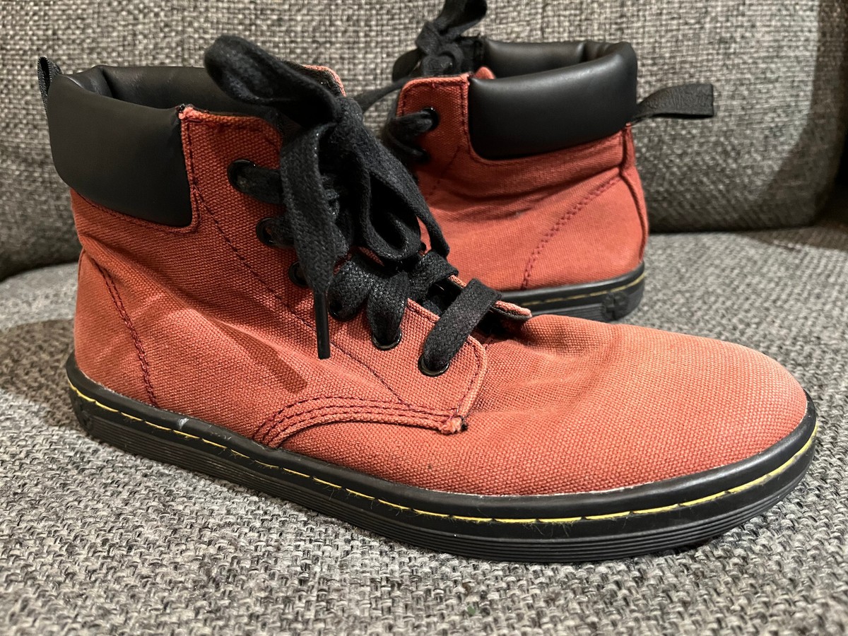 Dr. Marten Maelly Red Canvas Lace Up Boot with Black Padded Ankle Men’s Size 8 DOC MARTENS dark red canvas with padded | Mercari main image 2