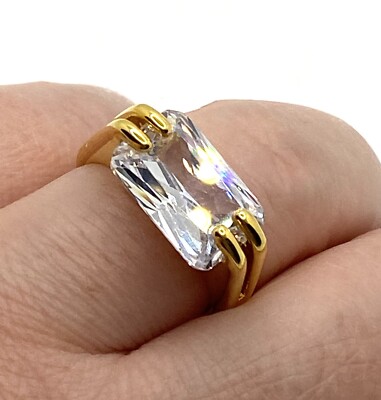 Estate RSC Ring Cubic Zirconium Art Deco Geometric Bling R.S. Covenant Size 7.5